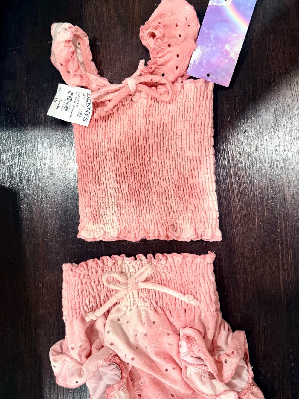 Kids Pink Smocked Tank & Ruffle Shorts Matching Set